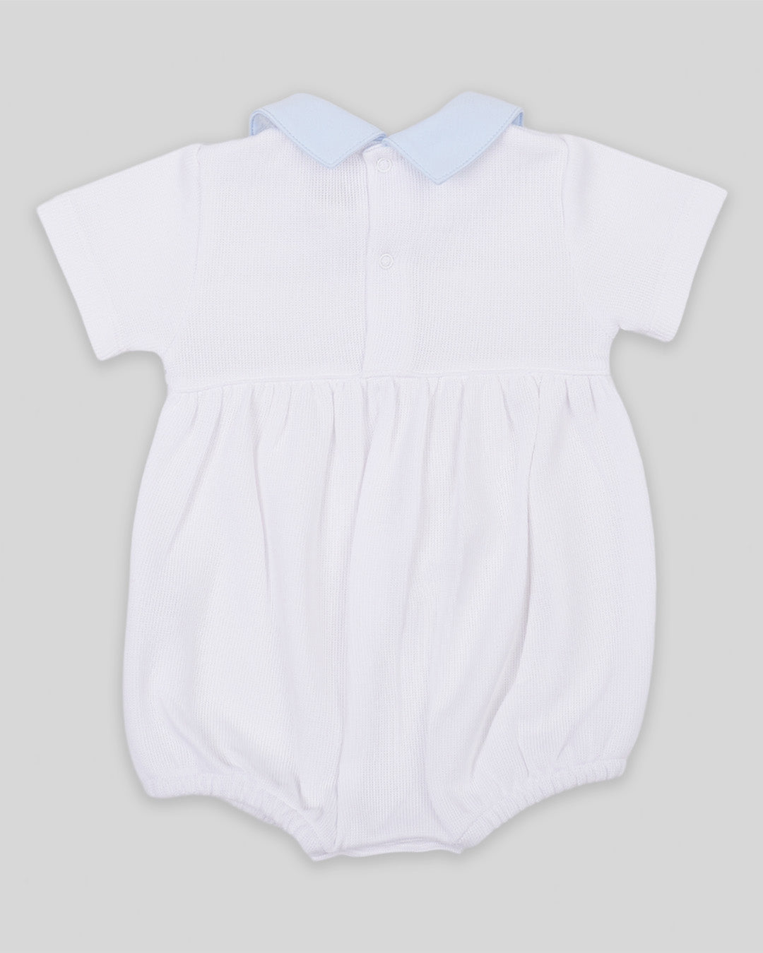 Bubble Joy Baby Boy Special Knit Pima Cotton Hand Smocked - White/Blue