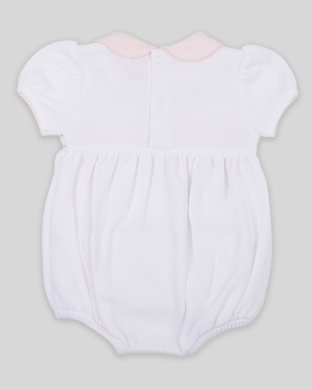 Bubble Emma Baby Girl Special Knit Pima Cotton Hand Smocked - White/Pink
