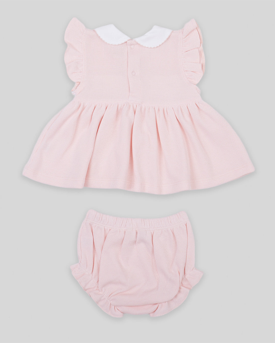 Mini Dress Set Emma Baby Girl Special Knit Pima Cotton Hand Smocked - Pink