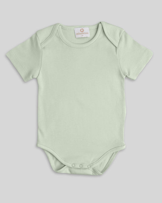 Pistachio short sleeve bodysuit in pima cotton, comfy fit for babies