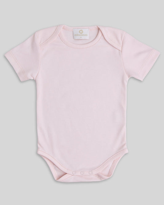 Light pink short sleeve bodysuit for baby girls, soft and cute
