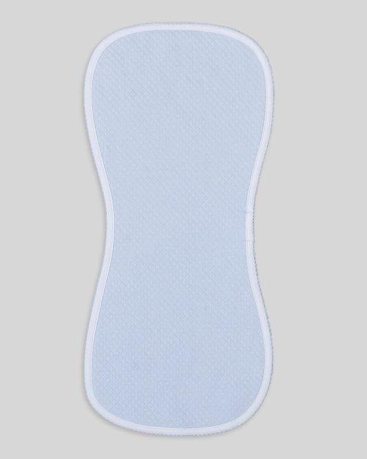 Blue quilted pima burp cloth for babies, soft and stylish for everyday use.