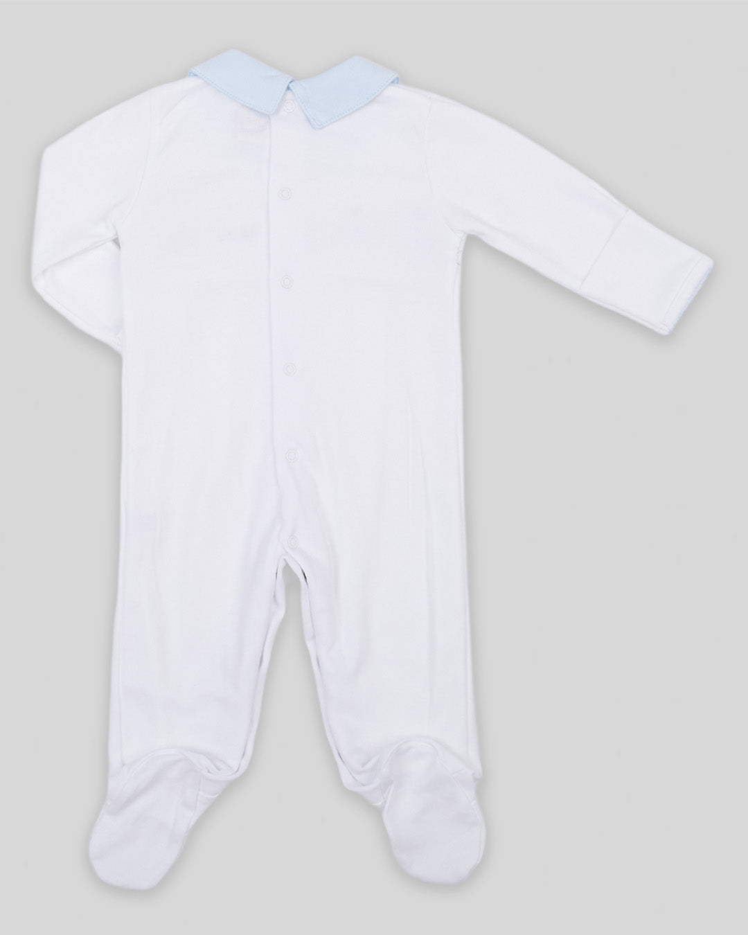 Footie Sailboat Baby Boy Pima Cotton Hand Smocked - White/Navy