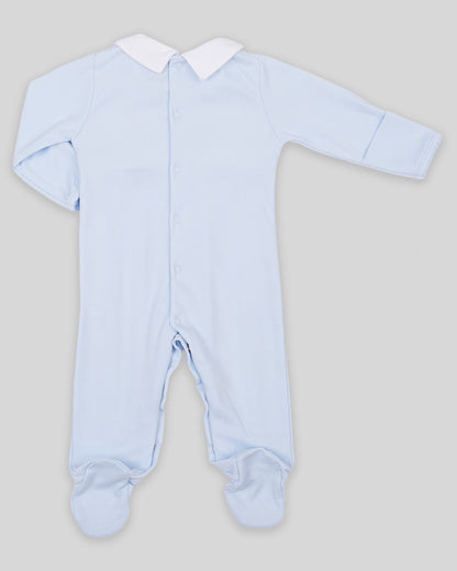 Footie Joy Baby Boy Pima Cotton Hand Smocked -Blue