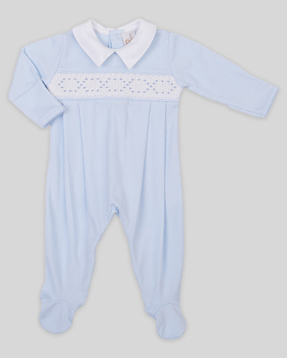 Footie Renzi Baby Boy Pima Cotton Hand Smocked - Blue