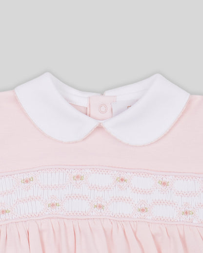Footie Emmy Baby Girl Pima Cotton Hand Smocked - Pink