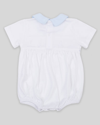 Bubble Joy Baby Boy Pima Cotton Hand Smocked - White/Blue