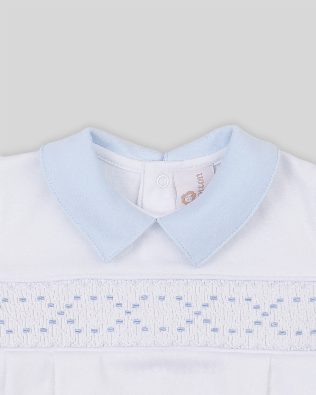 Bubble Joy Baby Boy Pima Cotton Hand Smocked - White/Blue