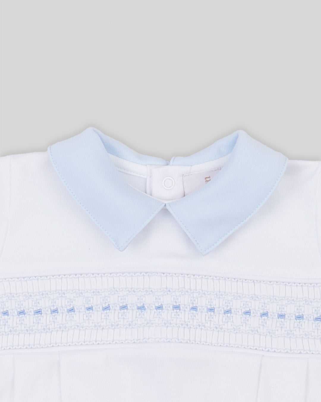 Bubble Renzi Baby Boy Pima Cotton Hand Smocked - White/Blue