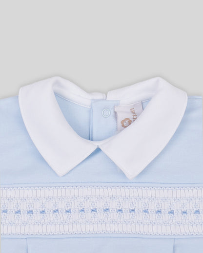Bubble Renzi Baby Boy Pima Cotton Hand Smocked - Blue