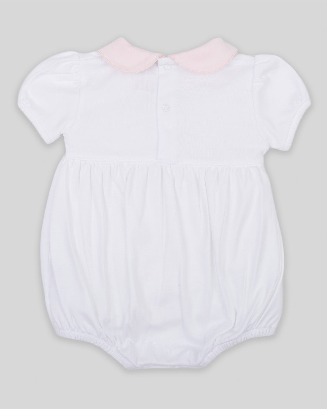 Bubble Daphne Baby Girl Pima Cotton Hand Smocked - White/Pink