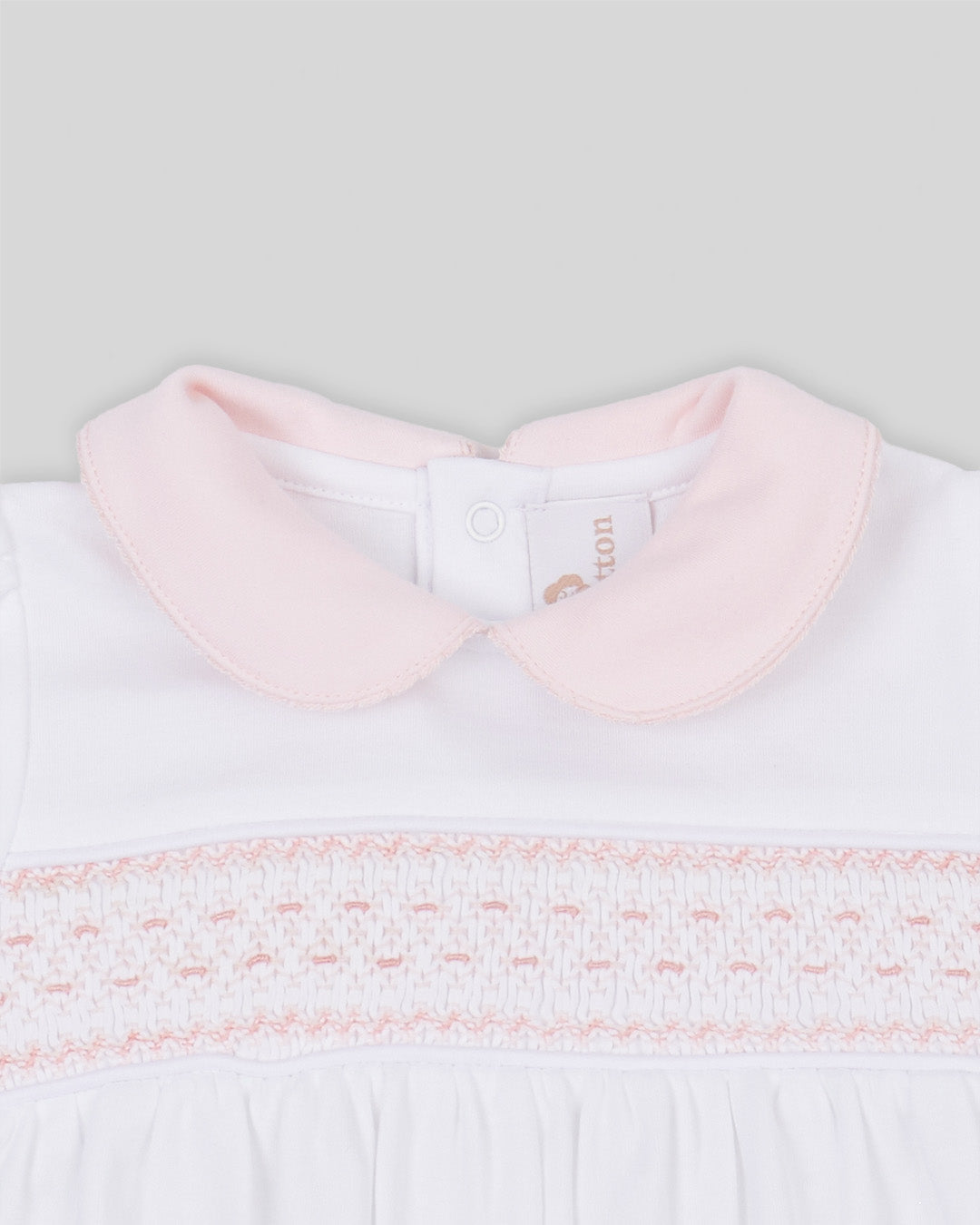 Bubble Daphne Baby Girl Pima Cotton Hand Smocked - White/Pink