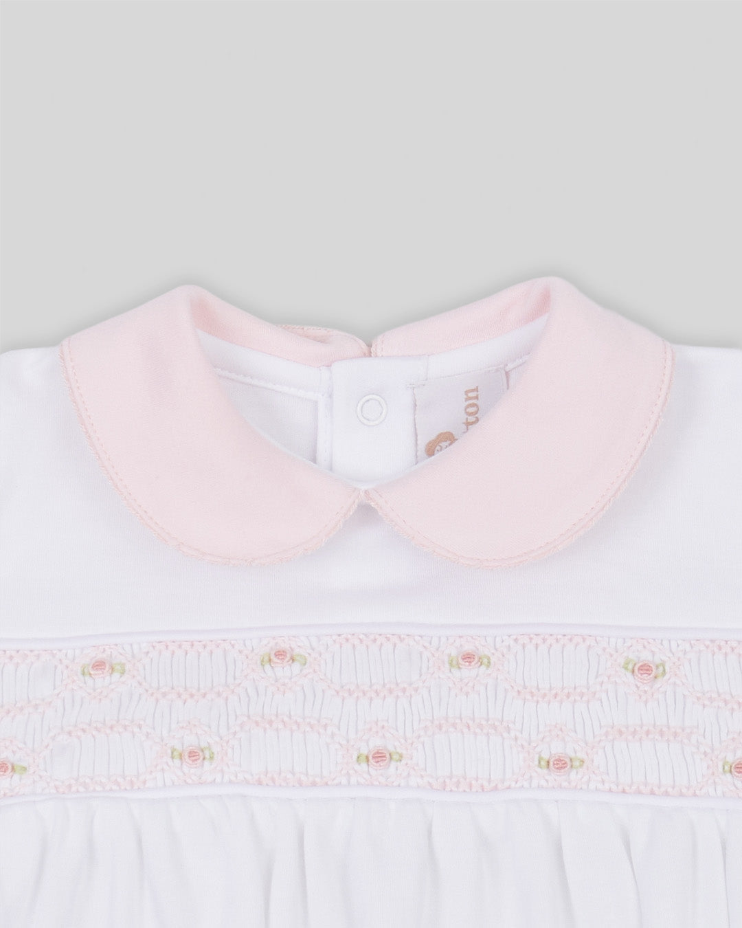 Bubble Emma Baby Girl Pima Cotton Hand Smocked - White/Pink