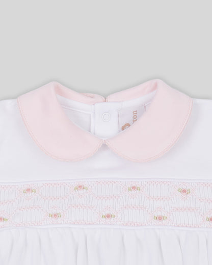 Bubble Emma Baby Girl Pima Cotton Hand Smocked - White/Pink
