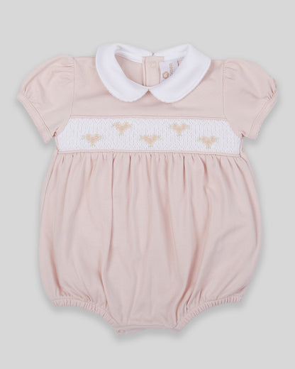 Bubble Calisa Baby Girl Pima Cotton Hand Smocked - Nude