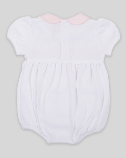 Bubble Daphne Baby Girl Special Knit Pima Cotton Hand Smocked - White/Pink