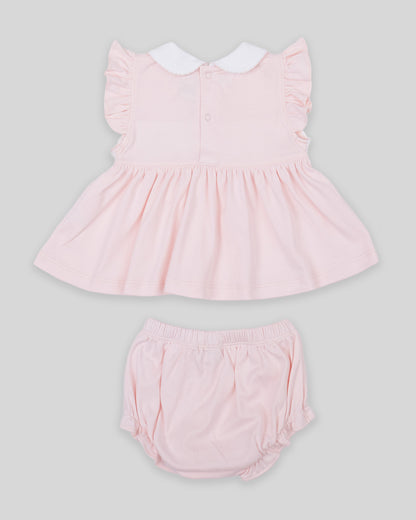Mini Dress Set Emma Baby Girl Pima Cotton Hand Smocked - Pink
